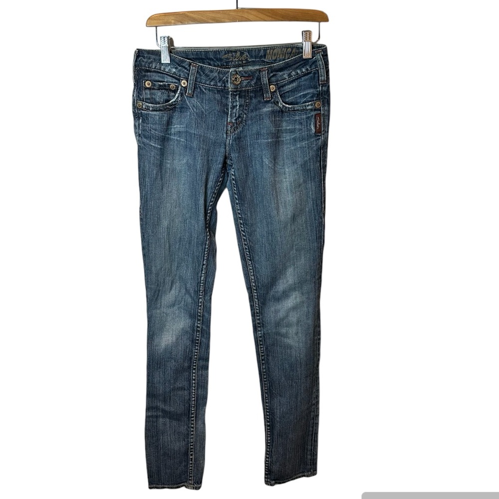 Silver Jeans Monica‎ Skinny Size 26x33 Low Rise Distressed